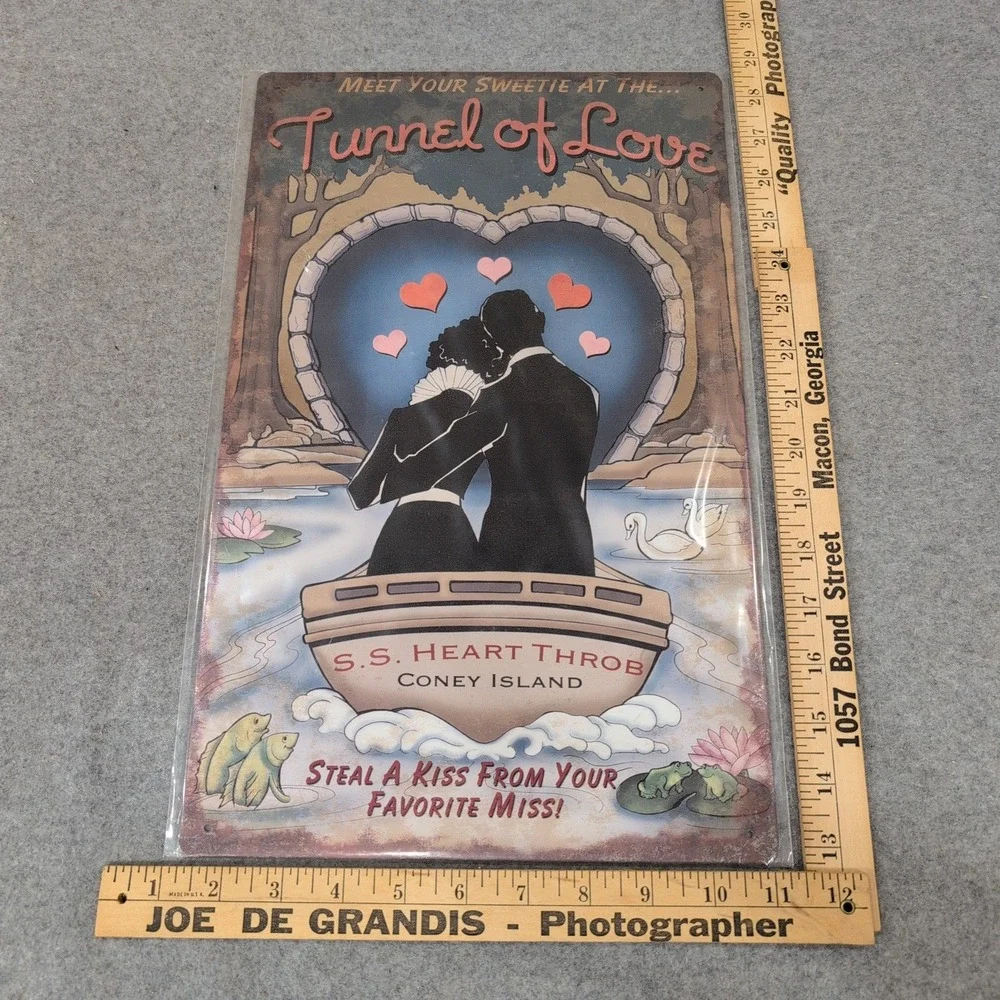 Coney Island Tunnel of Love Metal Tin Sign S.S. Heart‎ Throb Vintage Style Art